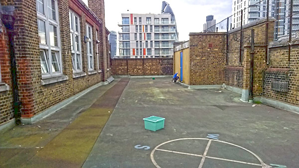 Central London school roof before installation of roof garden